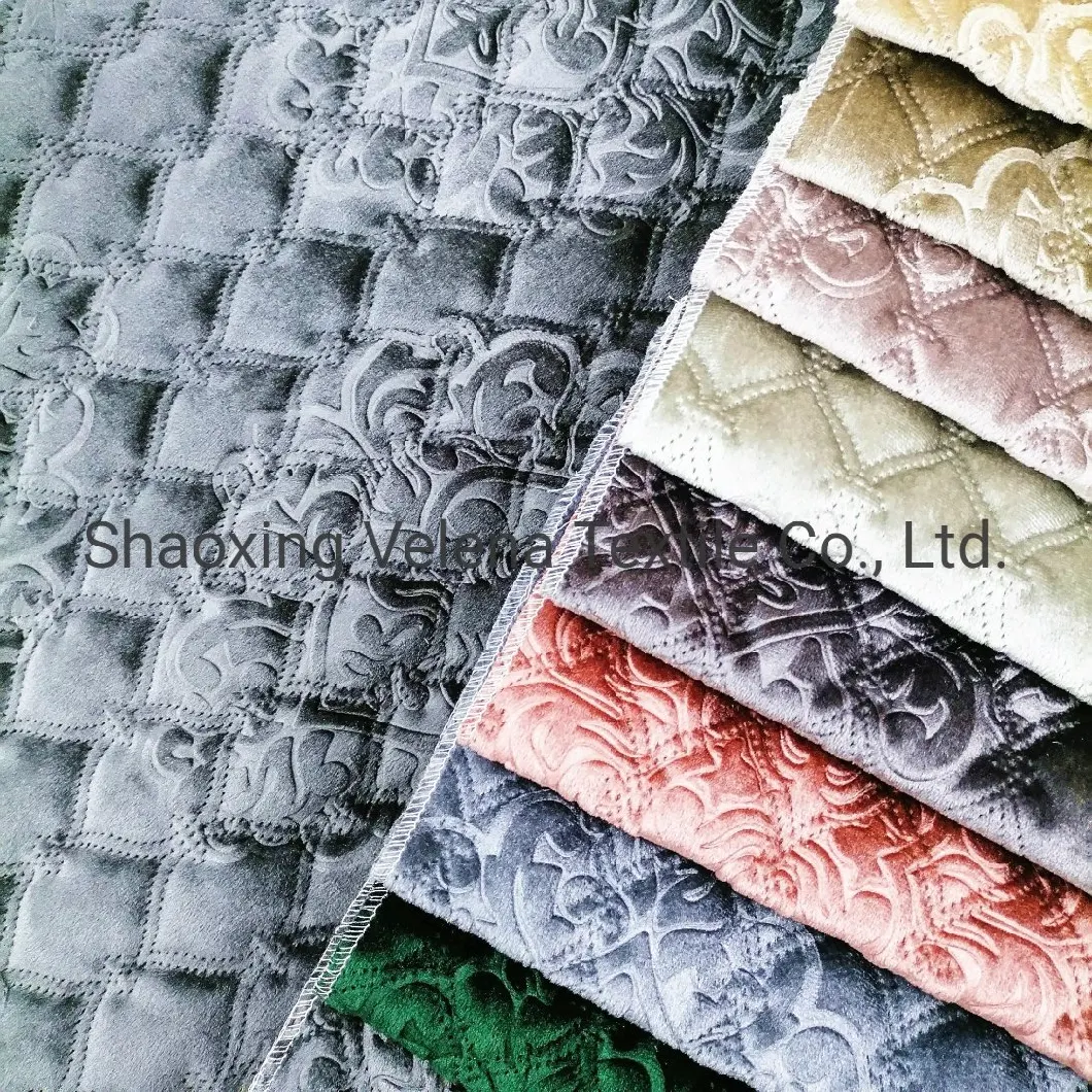 Hot Sale Polyester Velvet Ultrasonic with 3D Embossed Furniture Home Textile Fabric for Sofa Curtain Jacket