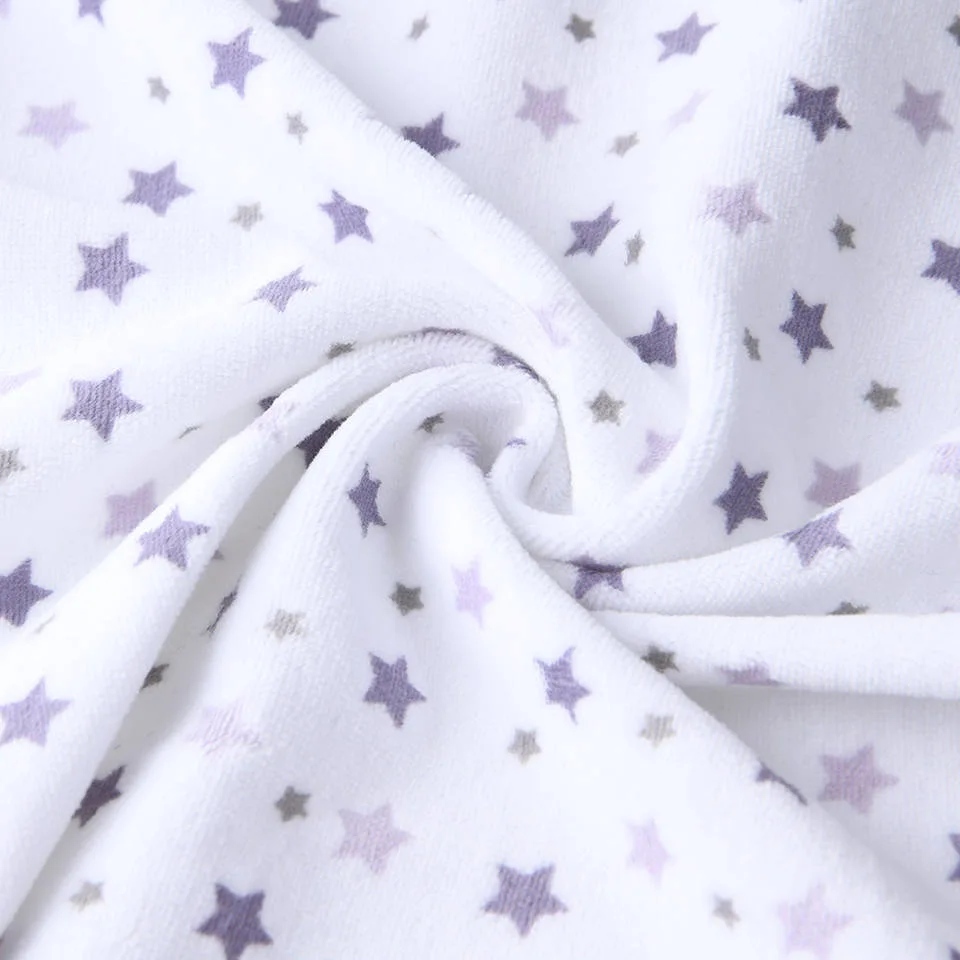 100% Cotton Super Soft Flannelette Velvet Fabric Dyed Embossed Star Printed Wholesale for Blanket